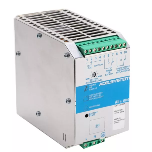 AdelSystem CBI1210A 12V / 10A Temperature Compensated DIN Rail DC UPS