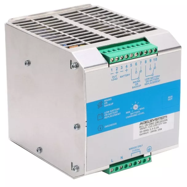 AdelSystem CBI2410A 24V / 10A Temperature Compensated DIN Rail DC UPS
