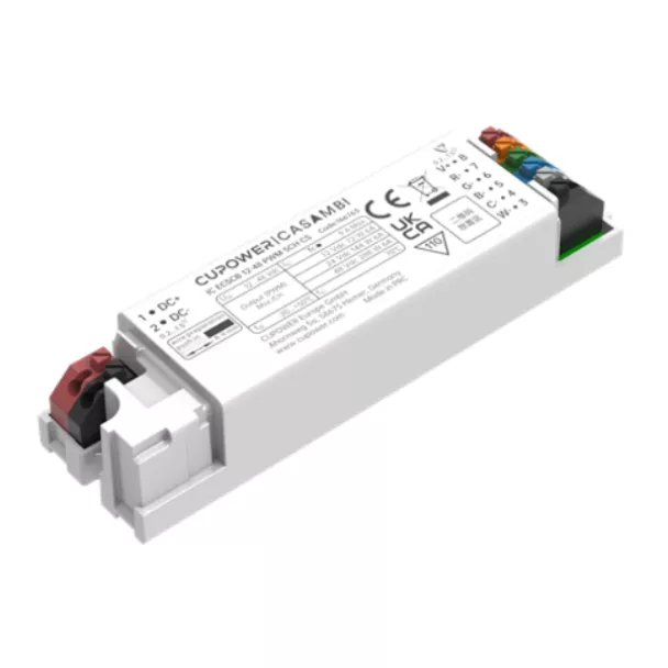 The CUPOWER IC ECSCB 12‑48 PWM 5CH CS is a 5‑channel LED PWM controller with 12‑48 V DC support and Casambi wireless control. Contact ADM for details.