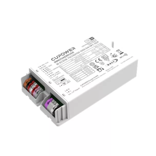 The CUPOWER ID ECSCB 75/230/150-1050 D4i NFC OUT is a 75W 150-1050mA constant current LED driver with D4i NFC dimming. Contact ADM for details.