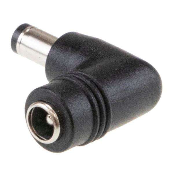 DC Plug Adapter 5.5mmOD -2.1mmID Socket to Right Angle Plug 5.5mmOD -2.1mmID (11mm long)