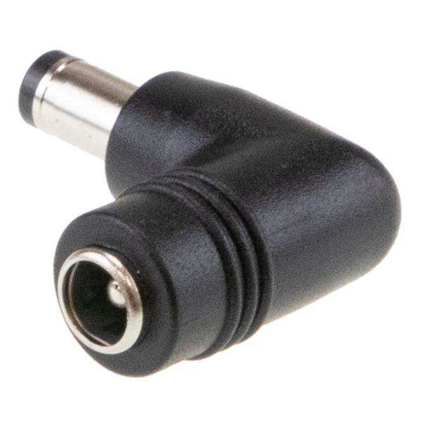 DC Plug Adapter 5.5mmOD - 2.1mmID Socket to Right Angle Plug 5.5mmOD - 2.5mmID (9.5mm long)