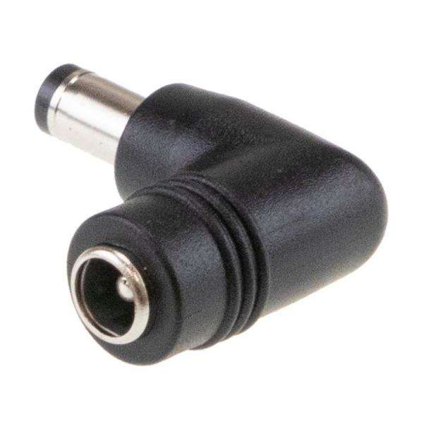 DC Plug Adapter 5.5mmOD - 2.5mmID Socket to Right Angle Plug 5.5mmOD - 2.1mmID (11mm long)