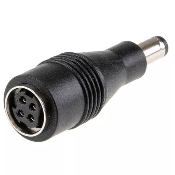 DC Plug Adapter Miniature 4 Pin Din Female to Plug 5.5mmOD - 2.5mmID (11mm long)