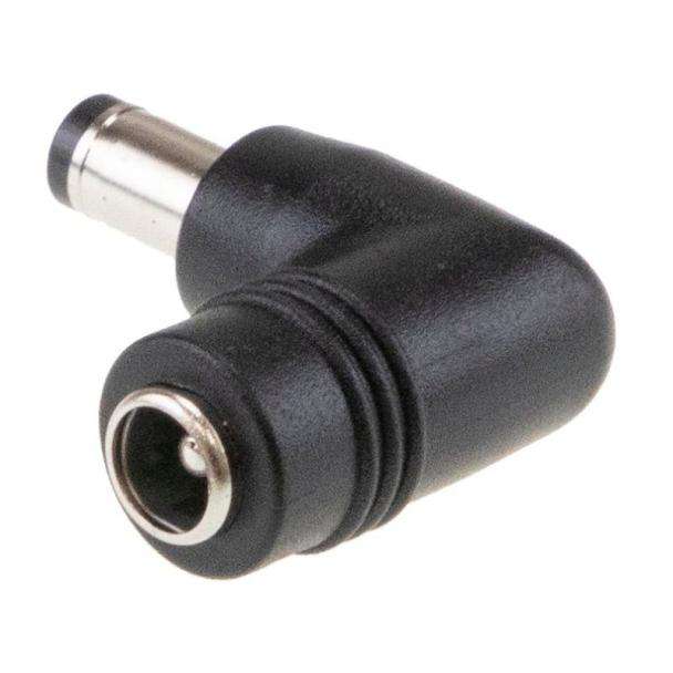 DC Plug Adapter 5.5mmOD - 2.1mmID Socket to Right Angle Plug 5.5mmOD - 2.5mmID (11mm long)