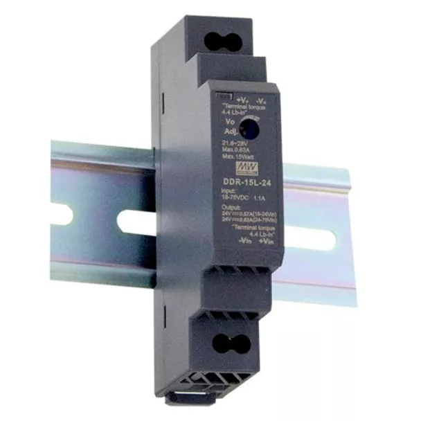 MEAN WELL DDR-15G-12 12V or 24V to 12V 15W DIN Rail DC to DC Converter