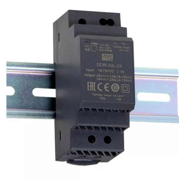 MEAN WELL DDR-30G-12 12V or 24V to 12V 30W DIN Rail DC to DC Converter