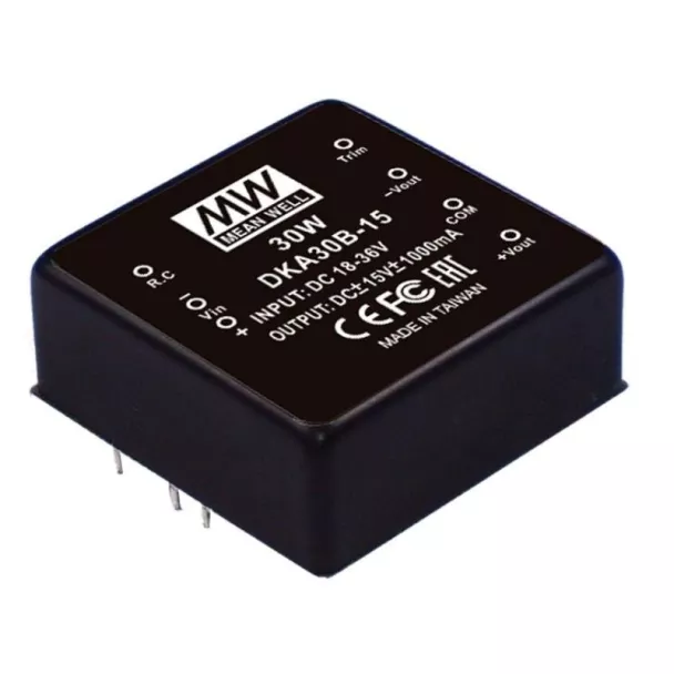 MEAN WELL DKA30A-05 12V to Â±5V 25W Dual Output PCB Mount DC to DC Converter