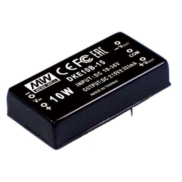 MEAN WELL DKE10A-05 12V to Â±5VV 10W Dual Output PCB mount DC to DC Converter