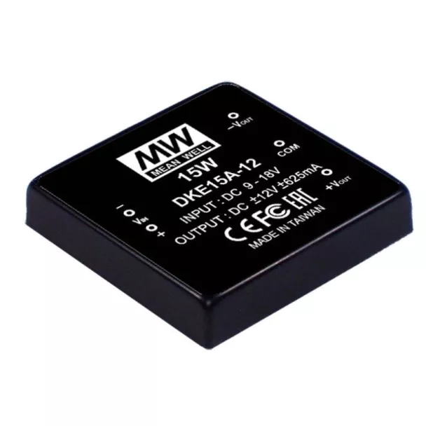 MEAN WELL DKE15A-05 12V to Â±5VV 15W Dual Output PCB Mount DC to DC Converter