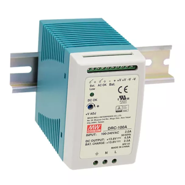 MEAN WELL DRC-100A UPS DIN Rail Power Supply 96.6W 13.8V 7A