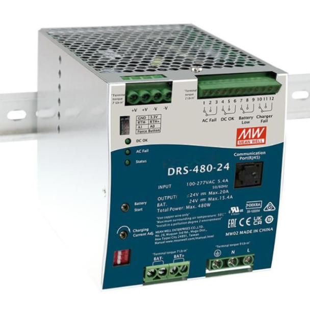 MEAN WELL DRS-480-48 48V DIN Rail DC UPS Power Supply with Modbus Interface