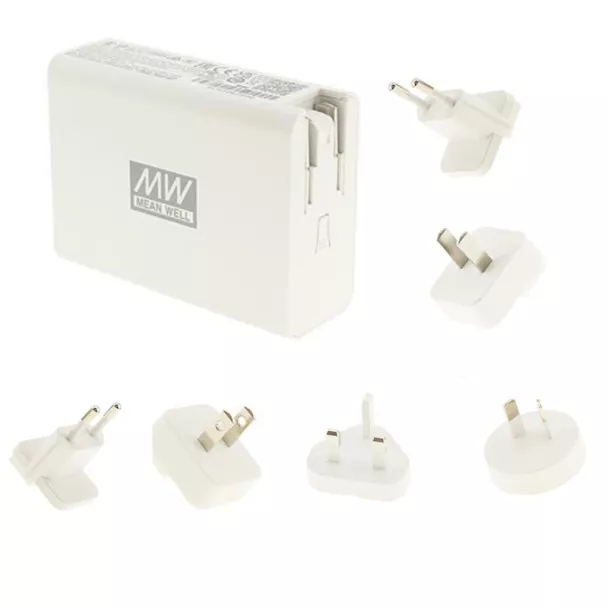 MEAN WELL NGE100 100W USB Travel Charger 5/9/12/15/20V 4 Ports 2xUSB-C 2xUSB-A