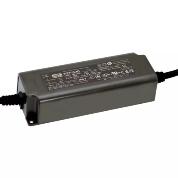 MEAN WELL NPF-60-12-AUP-P1J LED Driver CV 60W 12V 5A IP67 with 2.1mm DC plug