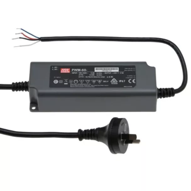 MEAN WELL PWM-60-12 12V 60W IP67 LED Driver with PWM Output