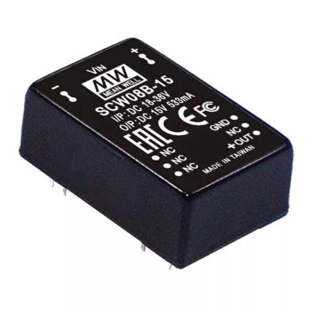 MEAN WELL SCW08A-12 12V to 12V 8W PCB mount DC to DC converter