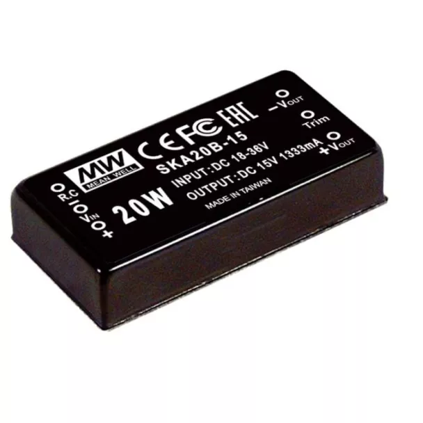 MEAN WELL SKA20B-12 24V to 12V 20W PCB Mount DC to DC Converter