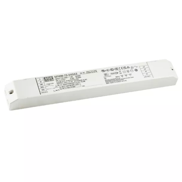 MEAN WELL SPWM-75-24DA2 24V 76.8W 3.2A DALI-2 DT6 Dimmable Indoor LED Driver