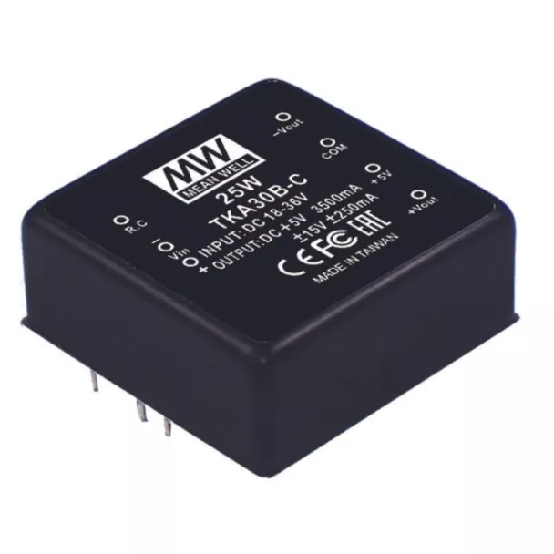 MEAN WELL TKA30A-C 12V to 5V 25W Triple Output PCB Mount DC to DC Converter