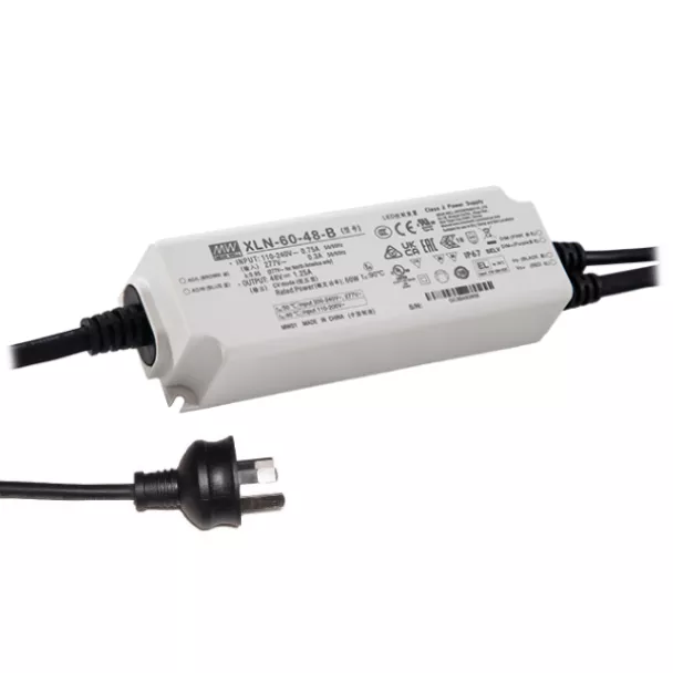MEAN WELL XLN-60-48-AUP 48V 60W IP67 Waterproof LED Driver with Flex and AU Plug