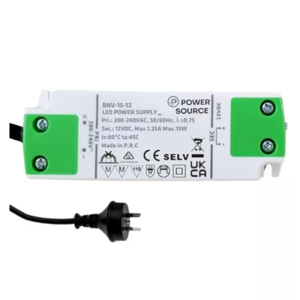 POWER SOURCE BNV-15-12-AUP LED Driver CV 12V 15W Non Dimmable IP20