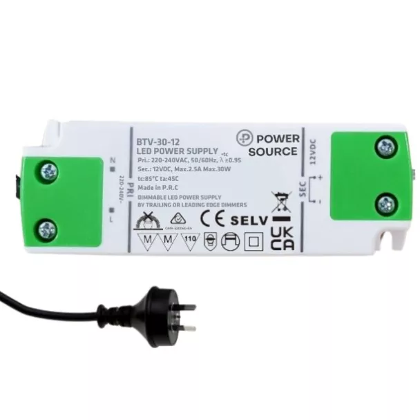 POWER SOURCE BTV-30-12 LED Driver Constant Voltage 12V 30W AC Dimmable IP20