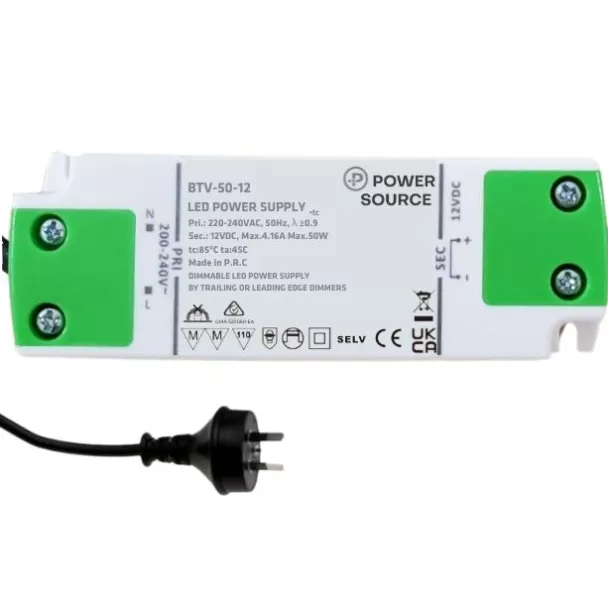 POWER SOURCE BTV-50-12 LED Driver Constant Voltage 12V 50W AC Dimmable IP20