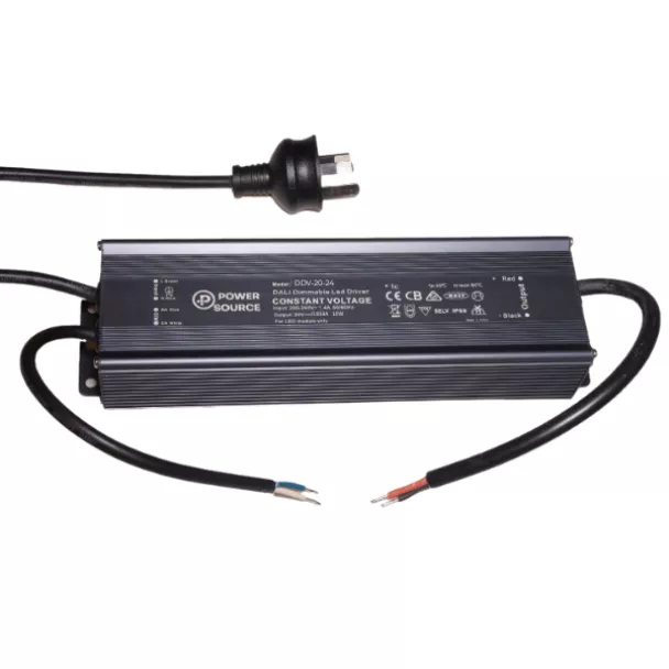 The POWER SOURCE DDV-20-12 is a 20W 12V DALI-2 dimmable LED driver with 1.66A output and IP66 waterproof rating for indoor and outdoor use. contact ADM for details.