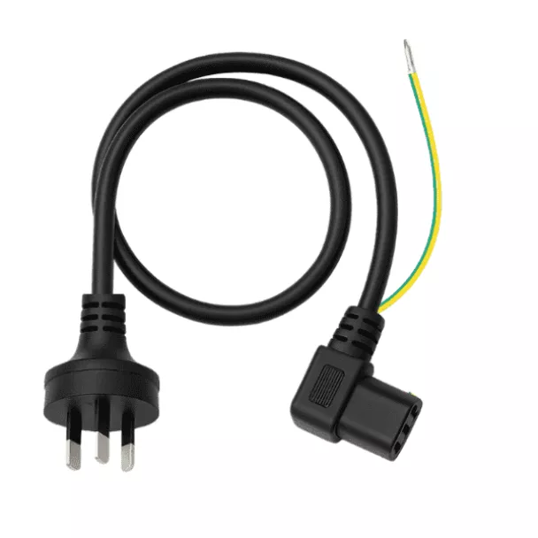 AU AC Plug to Right Angle C13-IEC (Kettle Plug) Power Cord 1.8mtrs with additional 20cm Earth Wire (Australian Mains plug)