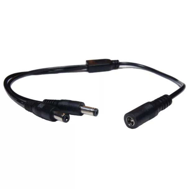 DC Power Lead Splitter 5.5mmOD / 2.5mmID Socket to 2 x 5.5mmOD / 2.1mmID Plugs 300mm