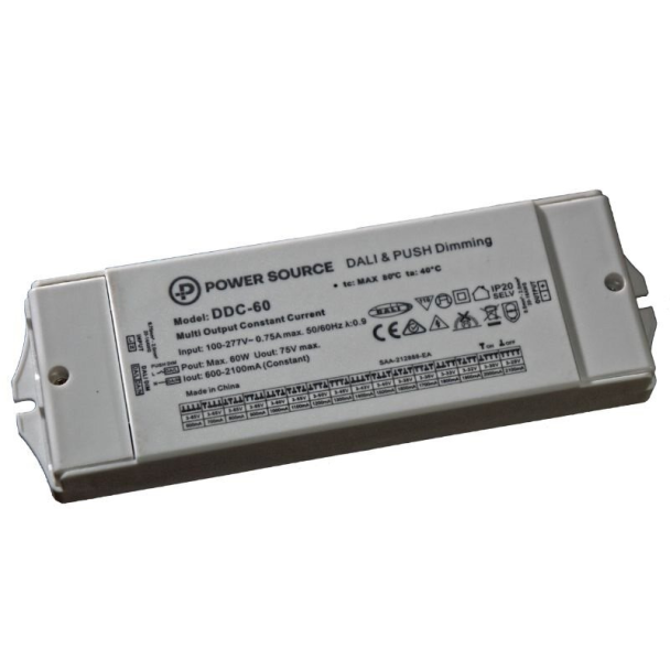 Power Source DDC-60 60 Watt DALI-2 Constant Current LED Driver with Selectable Output