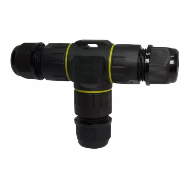 IP68 T-Style Inline Cable Joiner 3 way M20 240VAC 24A for 5mm-9mm OD Cable