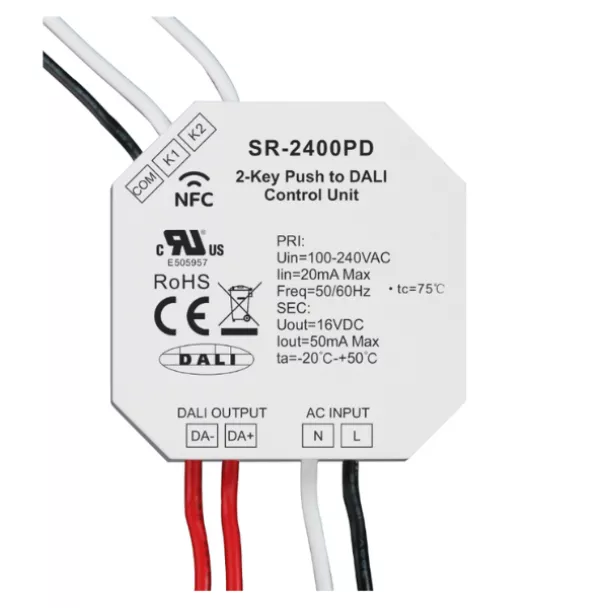 SUNRICHER SR-2400PD 2-Key Push to DALI Control  PUSH button / Dry contact motion sensor coupler NFC Programmable