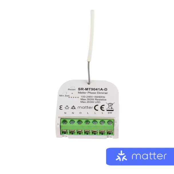 The SUNRICHER SR-MT9041A-D is a 200W Matter over Thread smart phase dimmer for compatible LED lighting. Buy online, stock in Australia.