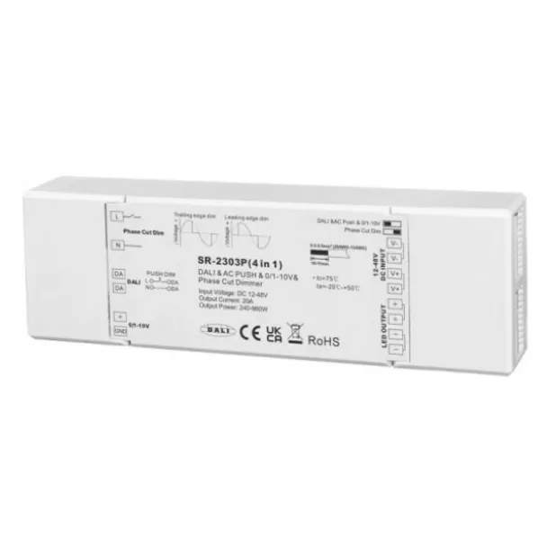 Sunricher DALI Push-Dimming AC dimming 0-10V 1-10V LED Dimmer 12~48VDC 20A
