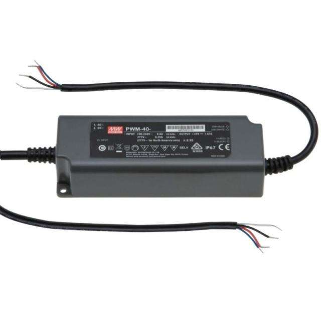MEAN WELL PWM-40-48 LED Driver CV 40W 48V 0.84A Dimmable IP67 - NO plug